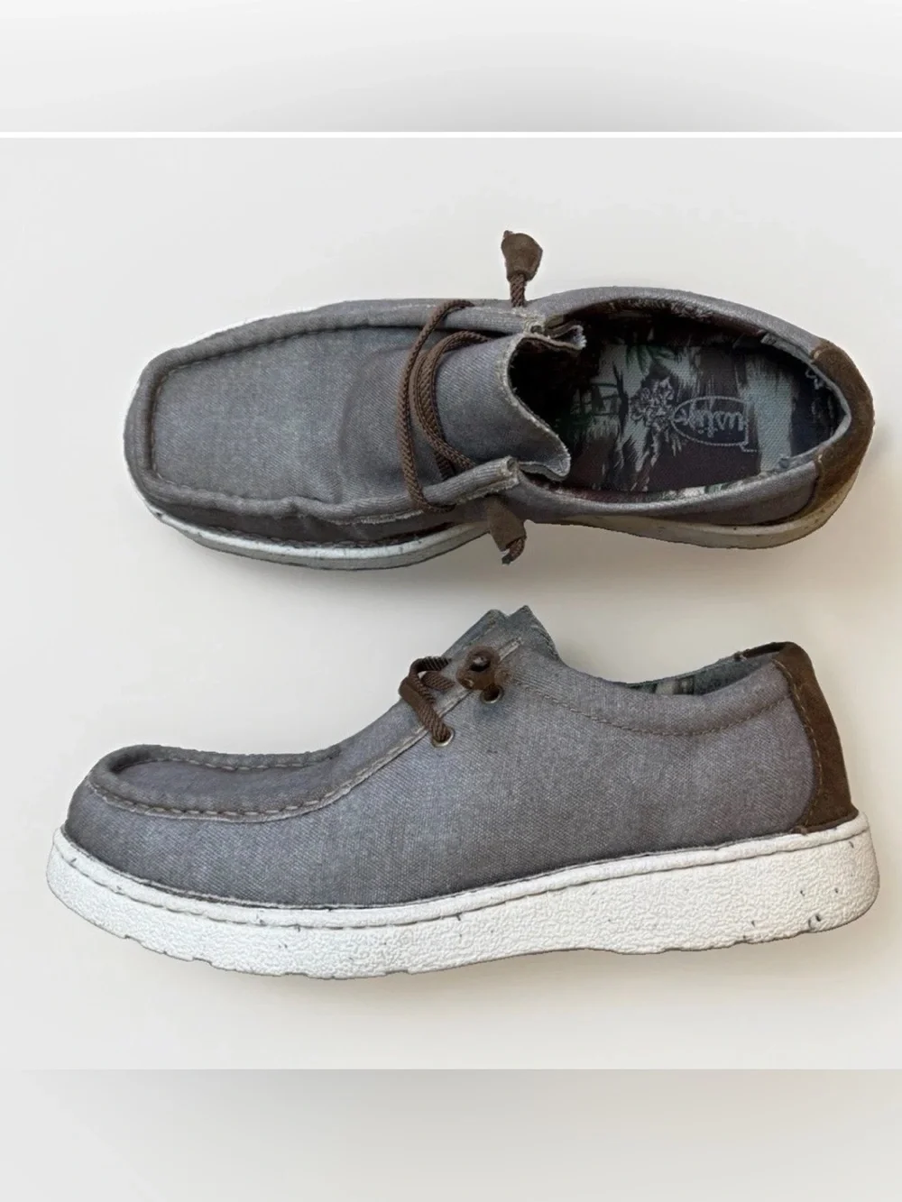 Justin Boots Hazer Shoes jM334 Men’s Grey Slip On Leather Canvas Loafer Sz 10.5